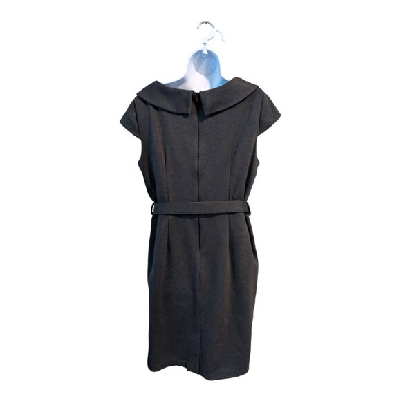 Madison Leigh Cap Sleeved and Belted Ponte Sheath Dress - size 16 - Picture 3 of 5